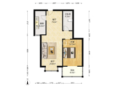 水岸花城79平南向大一居毛坯随意装-涿州水岸花城户型图