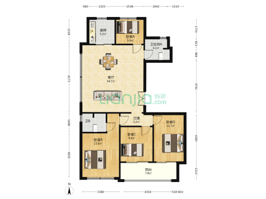 西房杭语宸鹭院 4室1厅2卫 129平方