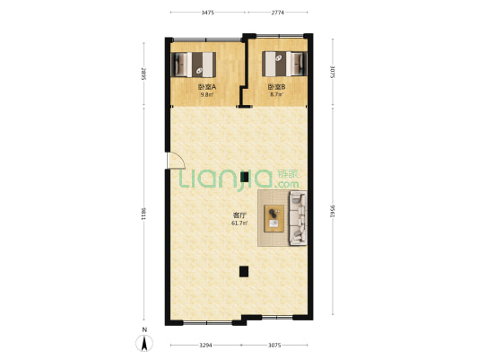 云西小区 2室1厅0卫 76平方