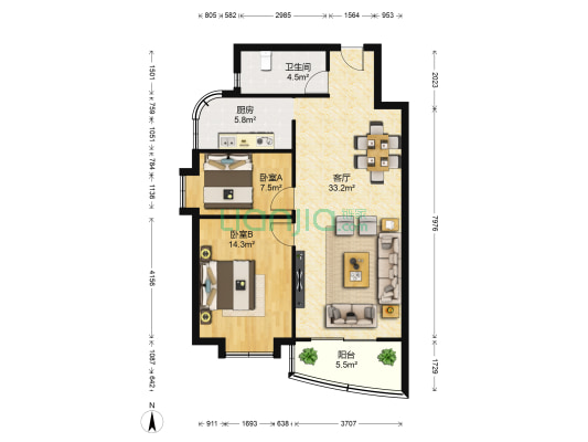 合正园 2室1厅1卫 81平方