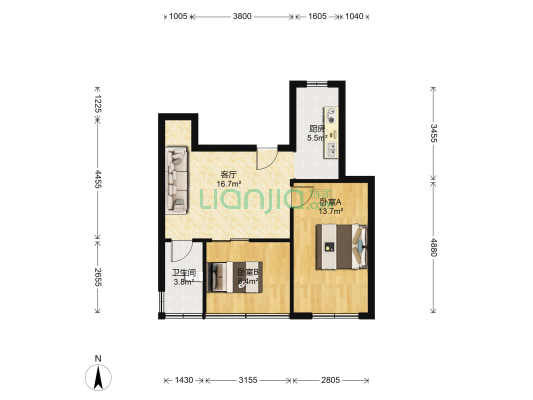 华中西路314号 2室1厅1卫 55平方