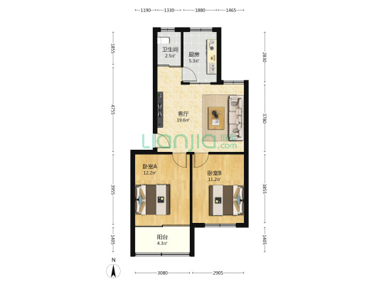 金海小区 2室1厅1卫 70平方