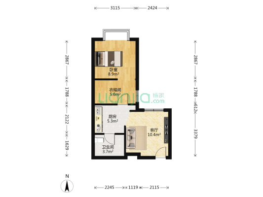 大新大厦 1室1厅1卫 49平方