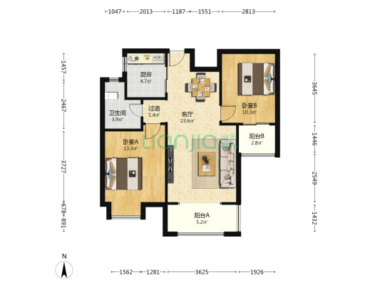 曲江国风世家A区 2室1厅1卫 90平方