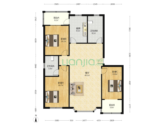 怡馨苑 3室1厅2卫 198平方