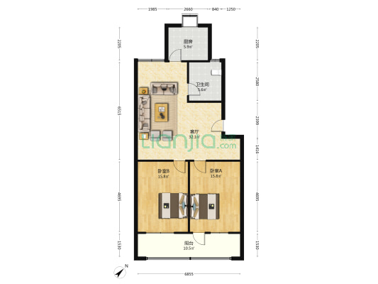 茂林里 2室1厅1卫 90平方