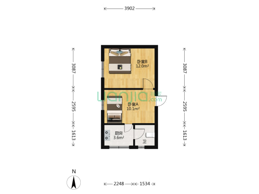 汇灵巷 2室0厅1卫 37平方