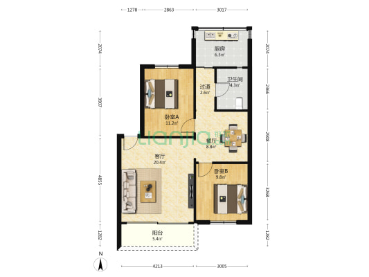 深华花园 2室2厅1卫 78平方