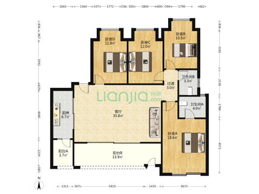 麓铭云麓里 4室1厅2卫 142平方