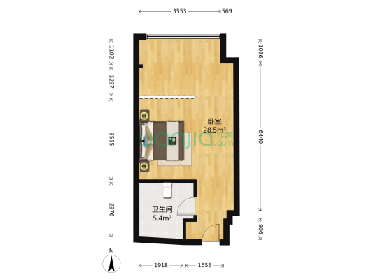 红星财富中心 1室0厅1卫 53平方