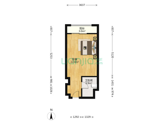 林上湾 1室0厅1卫 45平方