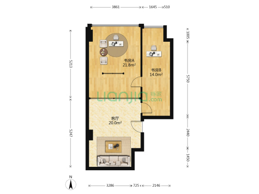 长江国际大厦 2室1厅0卫 88平方