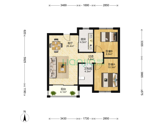 中德生态园沃邦社区 2室1厅1卫 81平方
