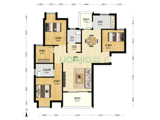 中建东湖之星 4室1厅2卫 119平方