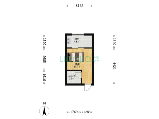 东方公馆 1室0厅1卫 30平方