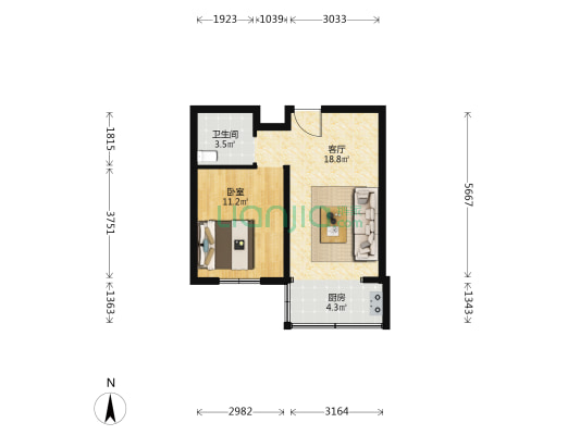 静品雅居 1室1厅1卫 48平方