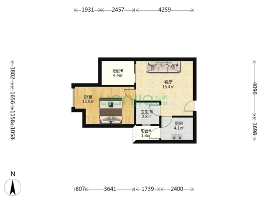 吉水街258号 1室1厅1卫 48平方