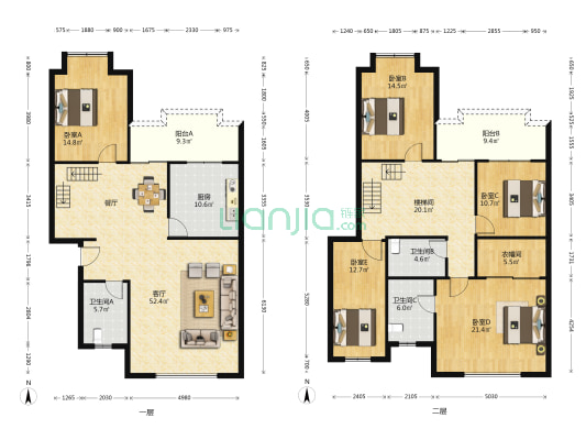 东兴金税花园 5室1厅3卫 238平方