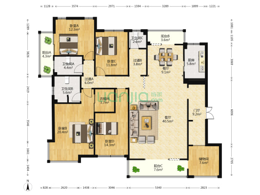 嘉和小区 4室2厅3卫 215平方