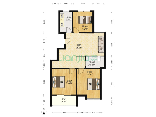 玫瑰园(睢宁县) 3室1厅1卫 107平方