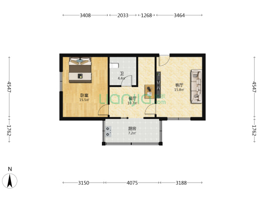 正阳小区 1室2厅1卫 65平方