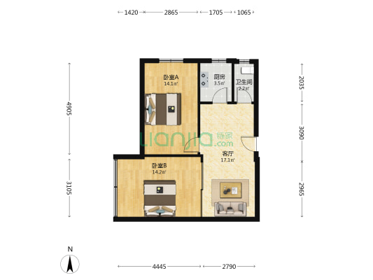 广货巷小区 2室1厅1卫 63平方