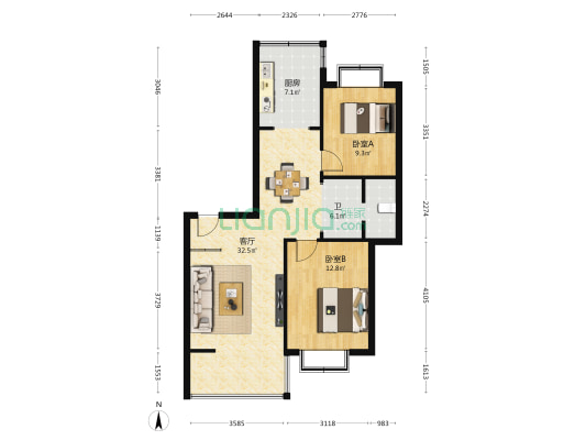 东兰御苑 2室1厅1卫 94平方