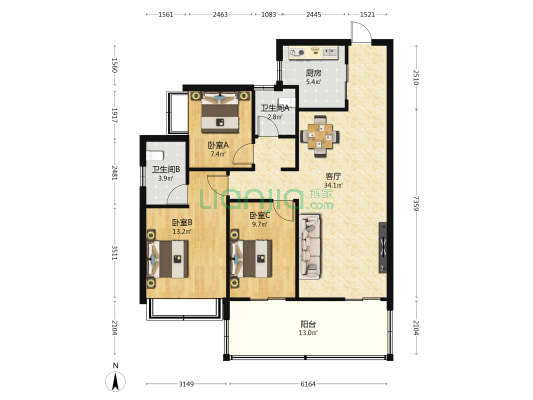 碧桂园·海上大都会 3室1厅2卫 109平方