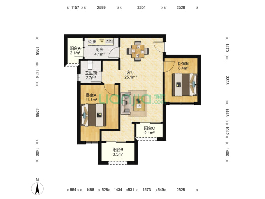 西永九号一组团 2室1厅1卫 75平方