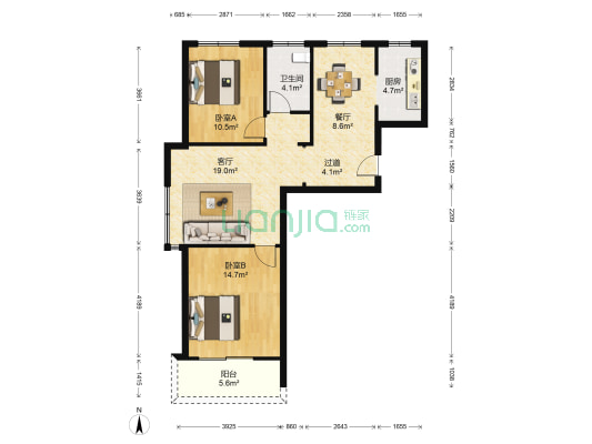 都市水乡水滟苑 2室2厅1卫 91平方