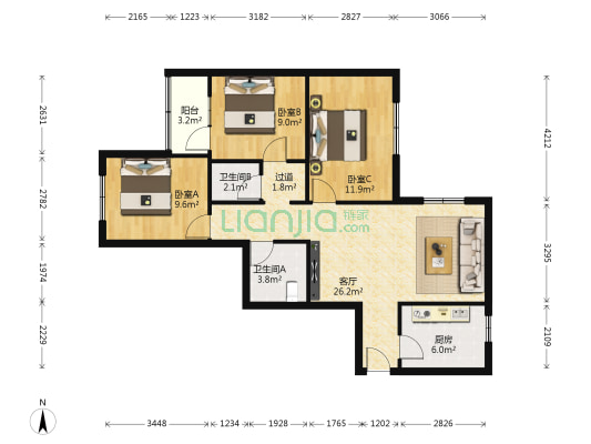 甘肃省供销社家属院 3室1厅2卫 108平方