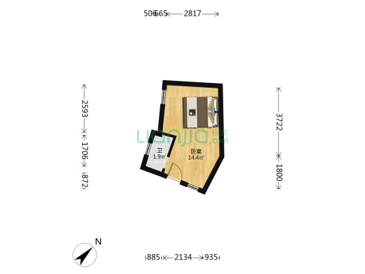 增埗 1室0厅1卫 52平方