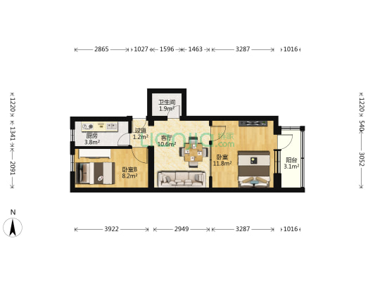 邱家胡同 2室1厅1卫 54平方