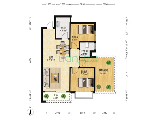 碧桂园·新城之光 3室1厅1卫 79平方