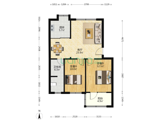 正圆小区 2室1厅1卫 75平方