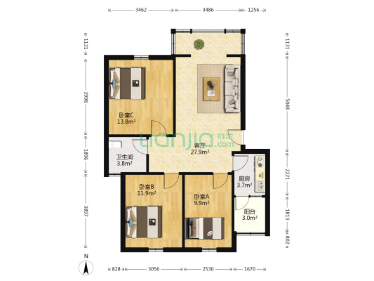 致和教师苑 3室1厅1卫 92平方