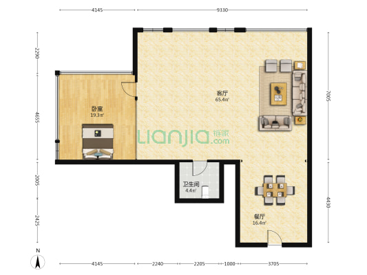 华龙国际大厦（老福山八一大道96号） 1室2厅1卫 141平方