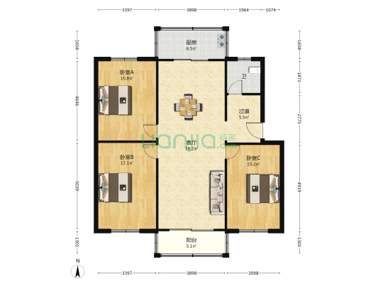 汽车西站家属院 3室1厅1卫 124平方