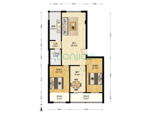 文化局家属院 2室2厅1卫 93平方