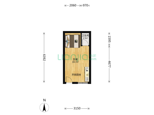 绿野春天 1室0厅1卫 25平方