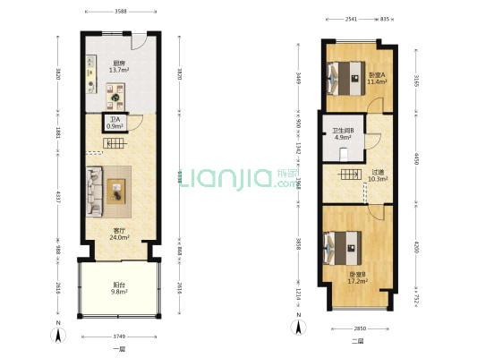 宏景大厦 2室1厅2卫 56平方