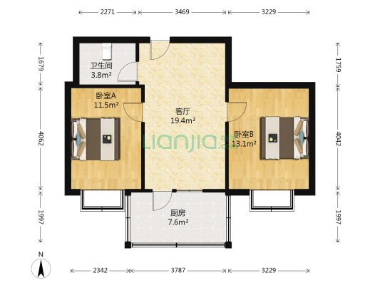 金竹街8号 2室1厅1卫 60平方