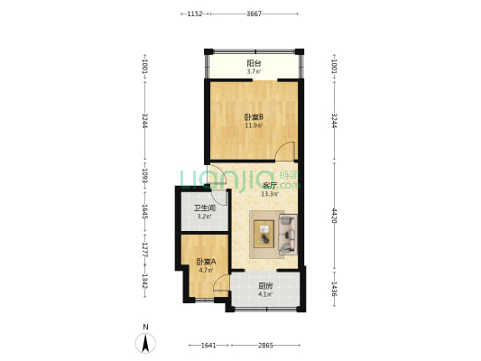 万春路63号院 2室1厅1卫 50平方