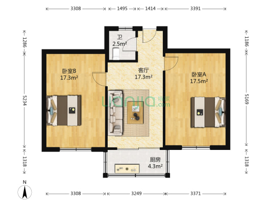 十八小区 2室1厅1卫 69平方
