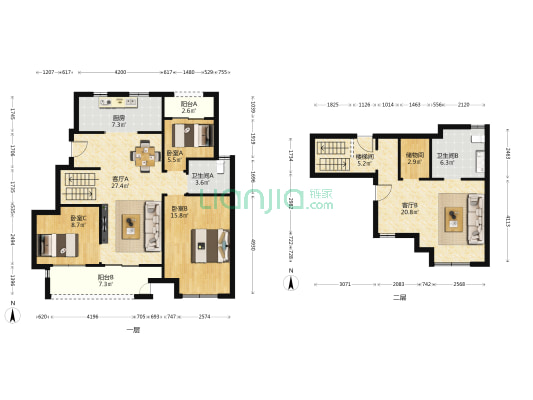 绿都元正望晴川峯上 3室2厅2卫 144平方