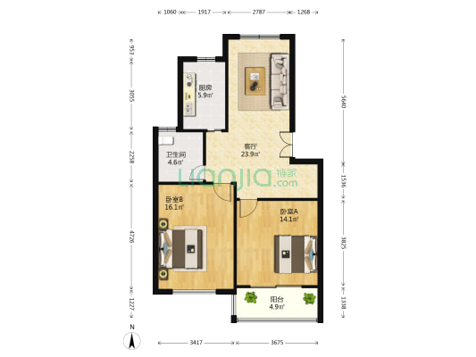 阳光园(二期)(三期) 2室1厅1卫 86平方