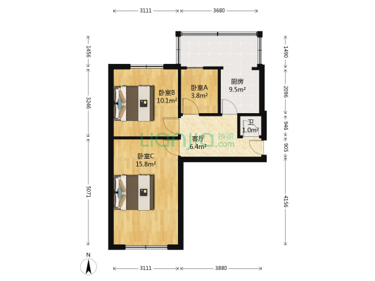 太原市第三十六中学校 3室1厅1卫 57平方