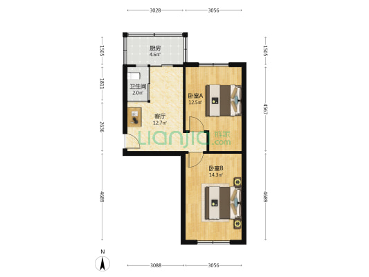 老瓜堡小区 2室1厅1卫 56平方