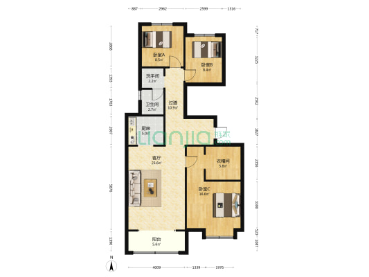燕都紫金台 3室1厅2卫 125平方
