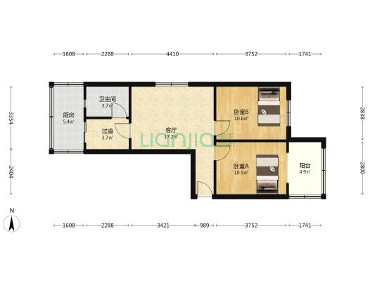 太原市物资回收利用总公司下元分公司宿舍 2室1厅1卫 64平方